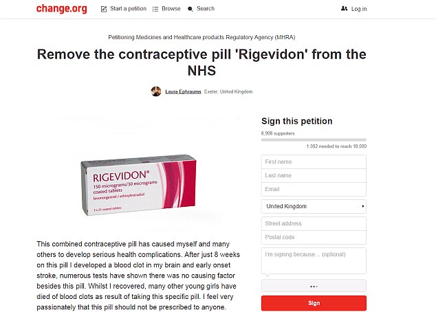 No Reino Unido, existe uma campanha para que o Sistema Nacional de Saúde remova o Rigevidon de sua lista de medicamentos. Ao total, já são 8.000 assinaturas. 